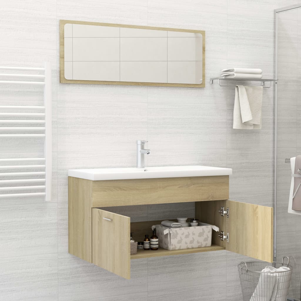 Ensemble de meubles de salle de bain 2 pièces en bois couleur chêne