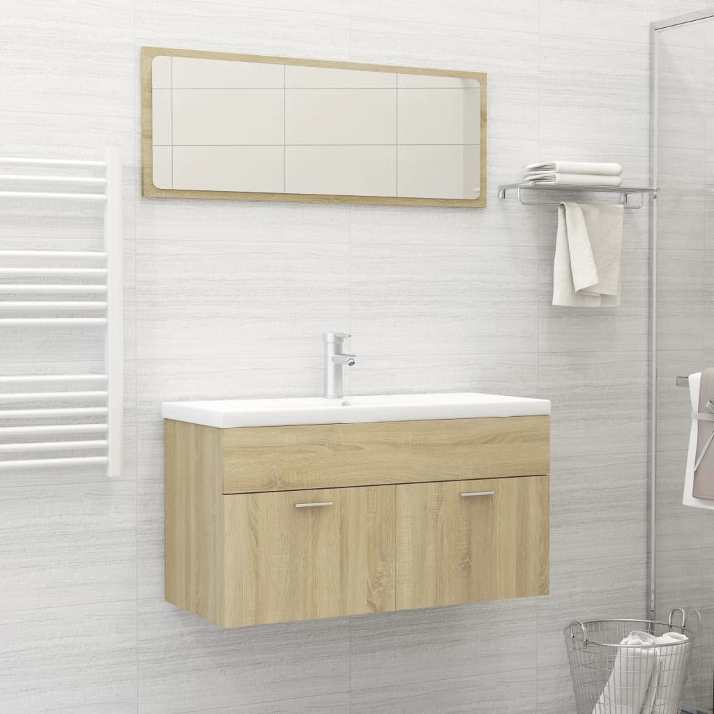 Ensemble de meubles de salle de bain 2 pièces en bois couleur chêne