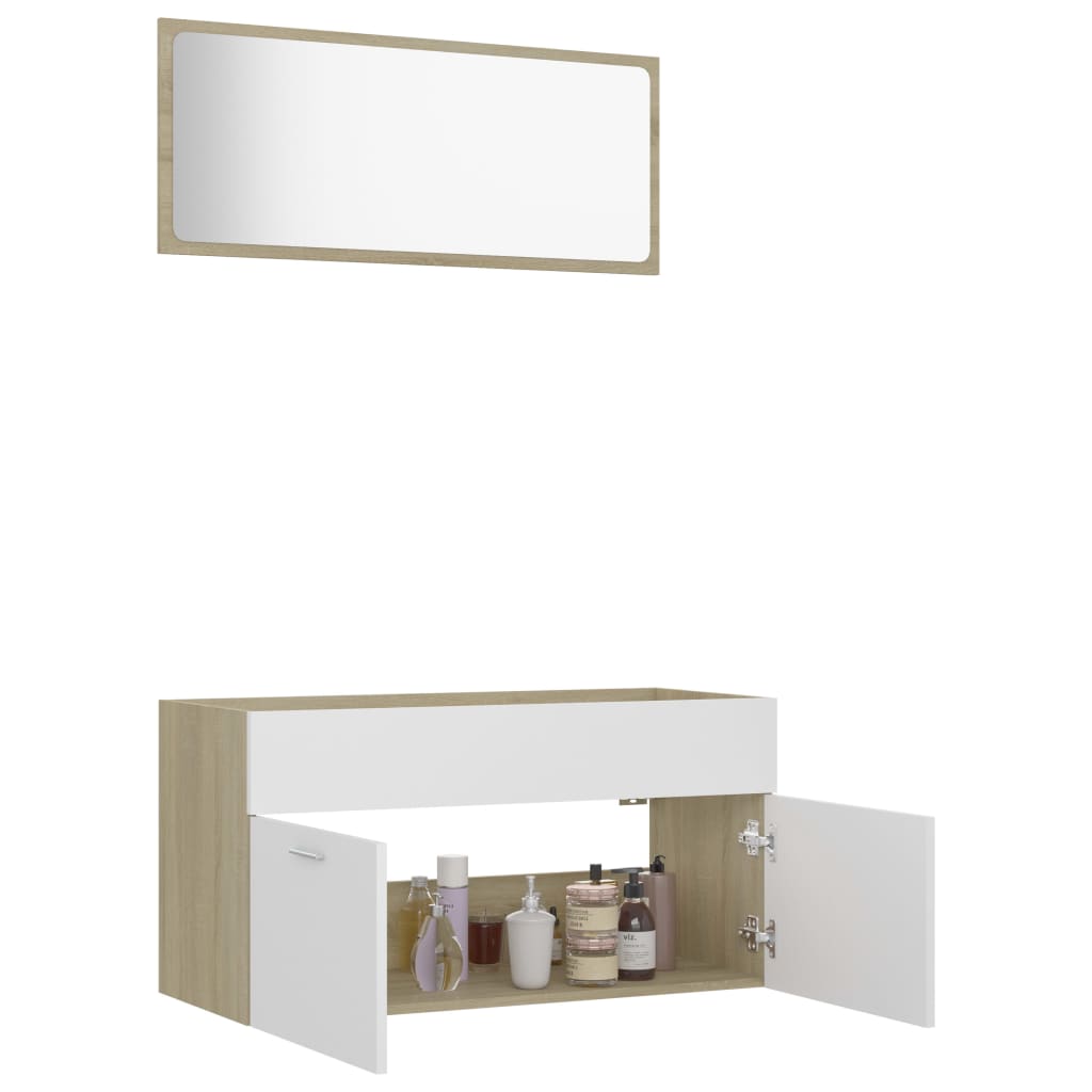 Ensemble de meubles de salle de bain 2 pièces en bois couleur chêne