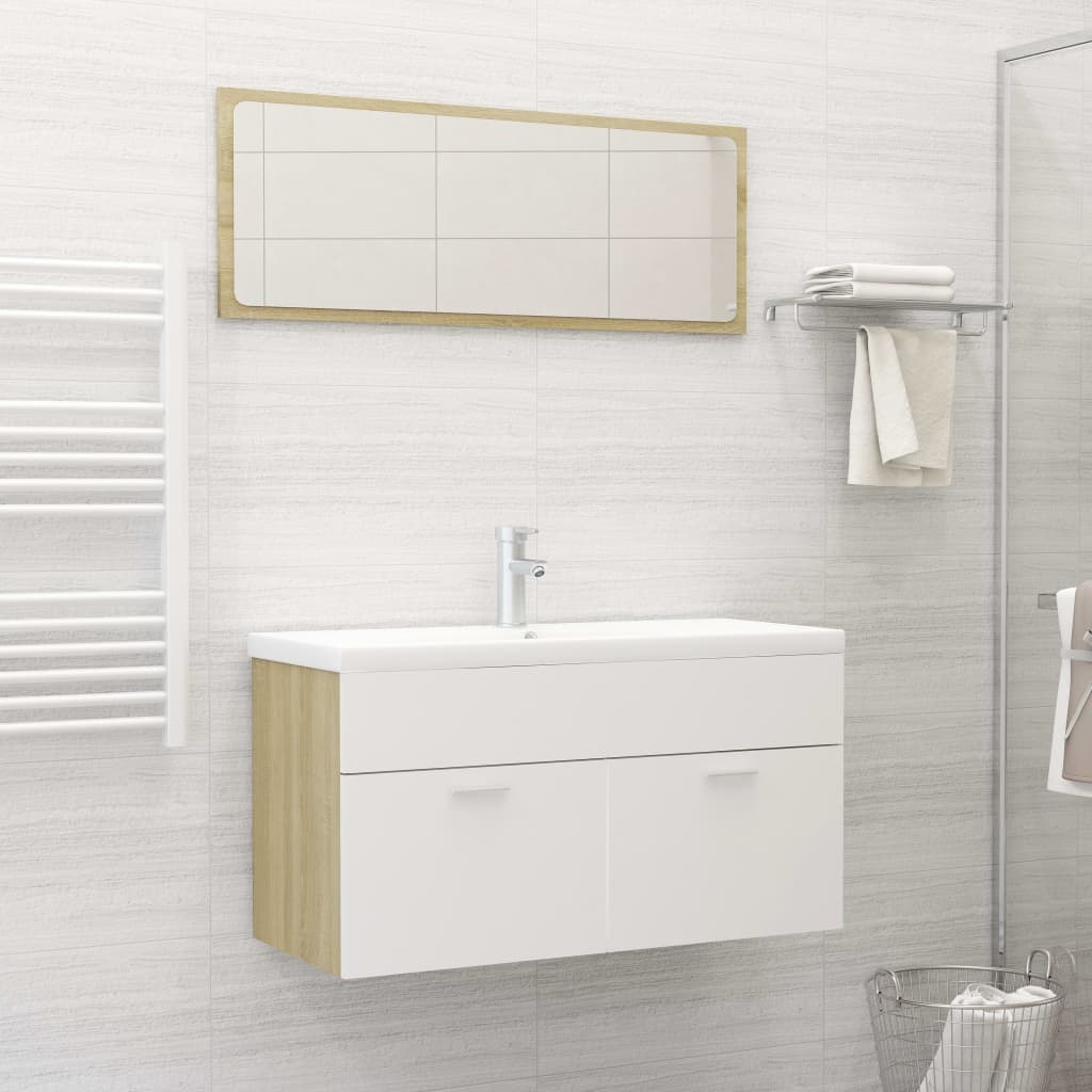 Ensemble de meubles de salle de bain 2 pièces en bois couleur chêne