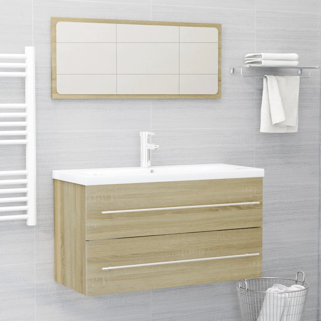 Ensemble de meubles de salle de bain 2 pièces en bois de chêne blanc et sonoma