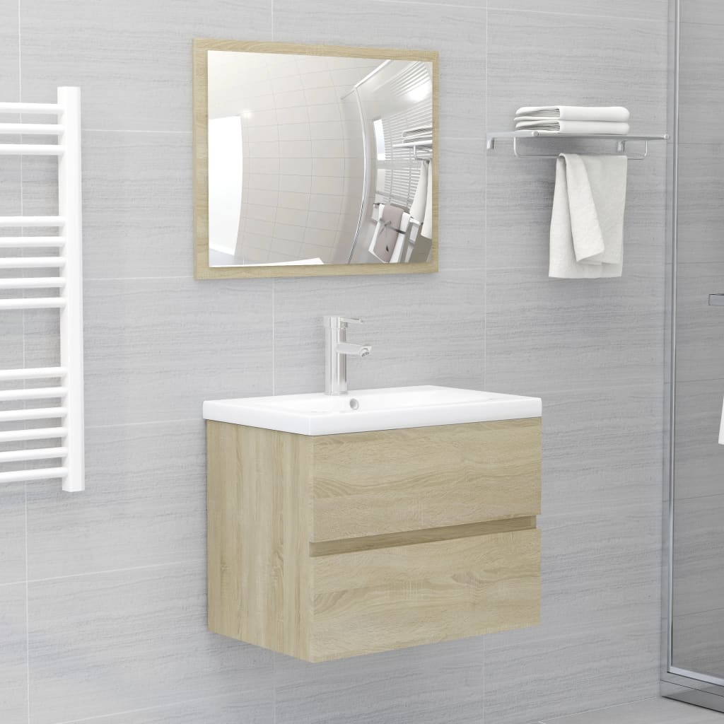 Ensemble de meubles de salle de bain 2 pièces en bois couleur chêne