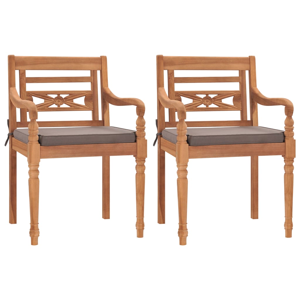 Chaises Batavia 8 pcs avec coussins en teck massif