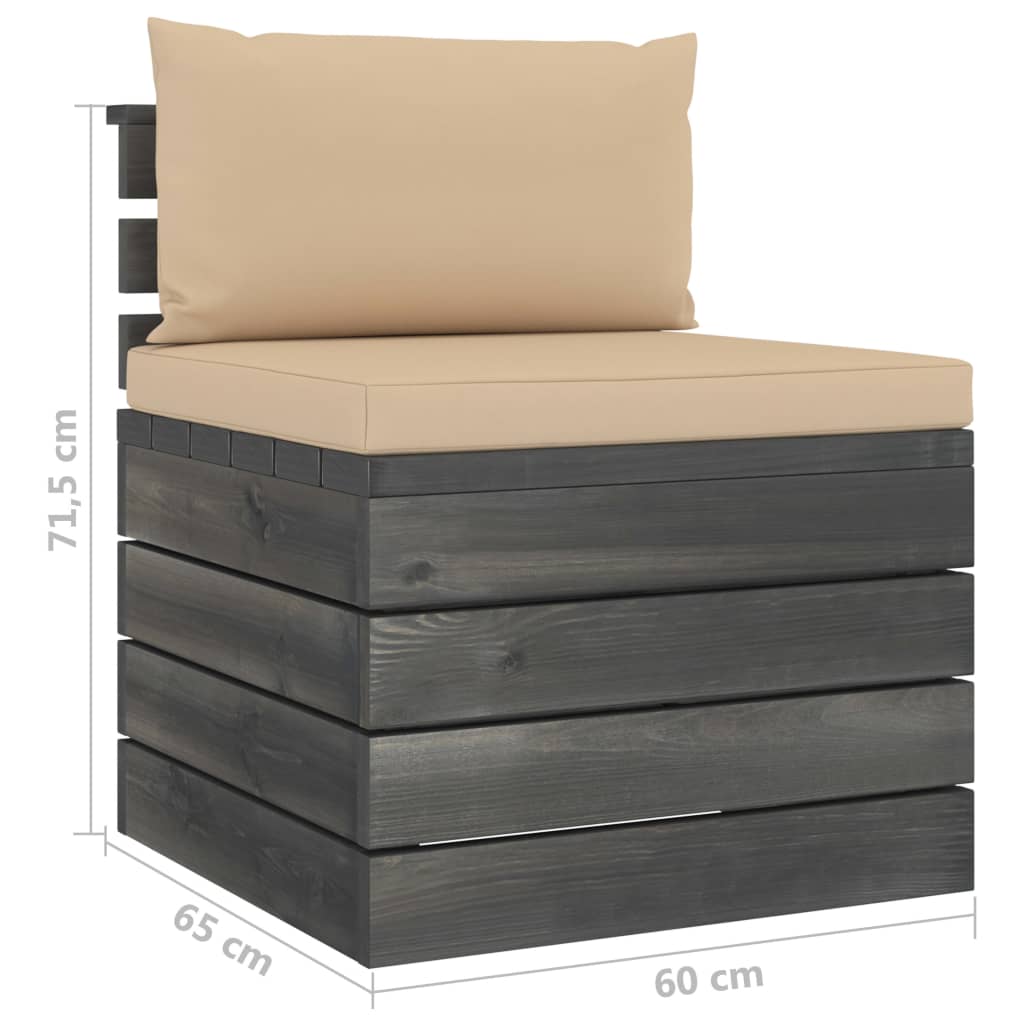 2-delige Loungeset met kussens pallet massief grenenhout