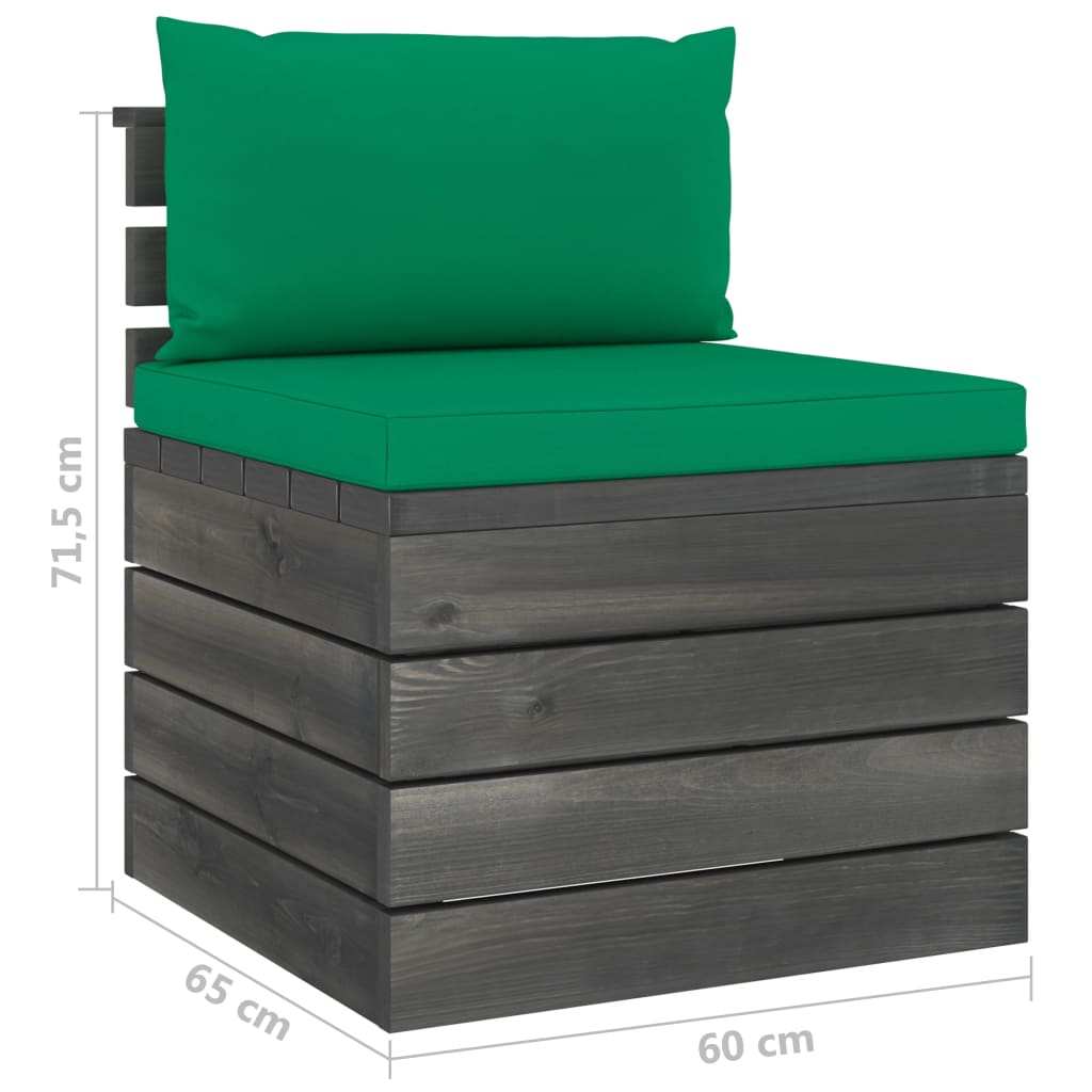 2-delige Loungeset met kussens pallet massief grenenhout