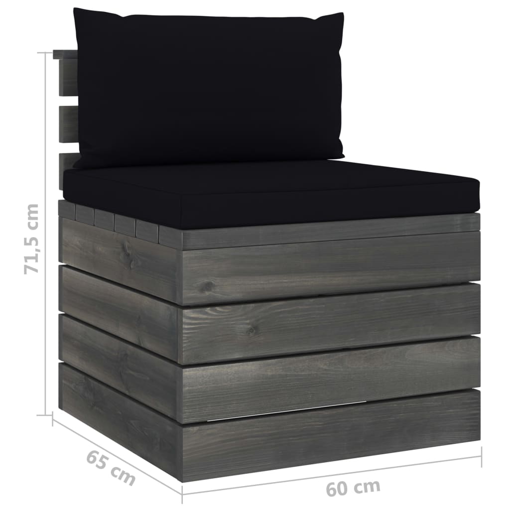 2-delige Loungeset met kussens pallet massief grenenhout