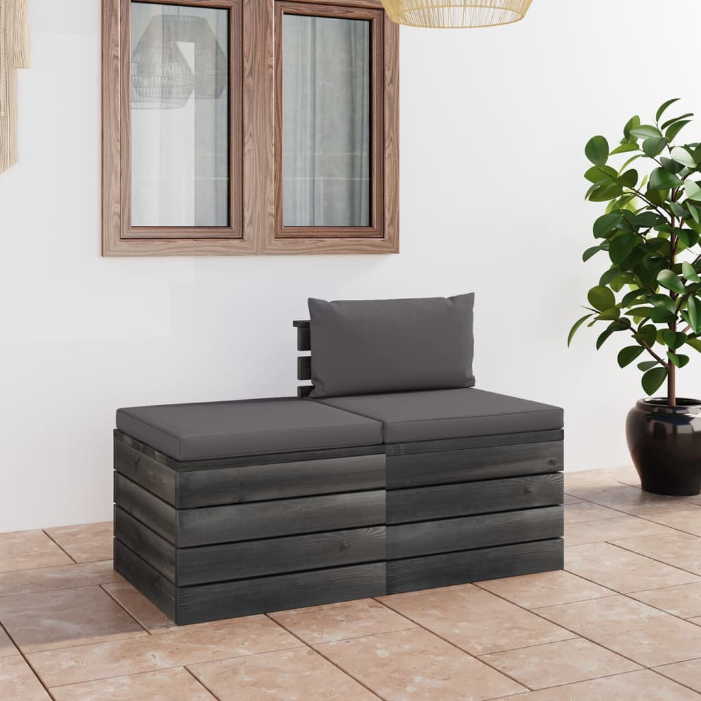 2-delige Loungeset met kussens pallet massief grenenhout