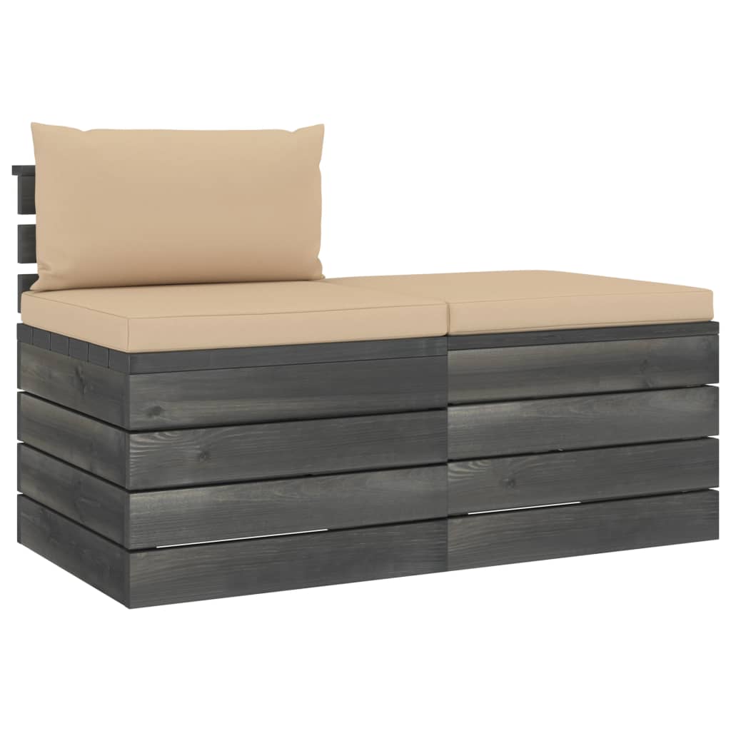 2-delige Loungeset met kussens pallet massief grenenhout