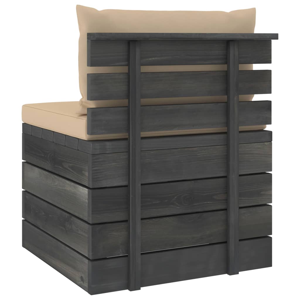 3-delige Loungeset met kussens pallet massief grenenhout