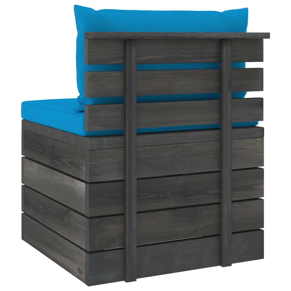 3-delige Loungeset met kussens pallet massief grenenhout