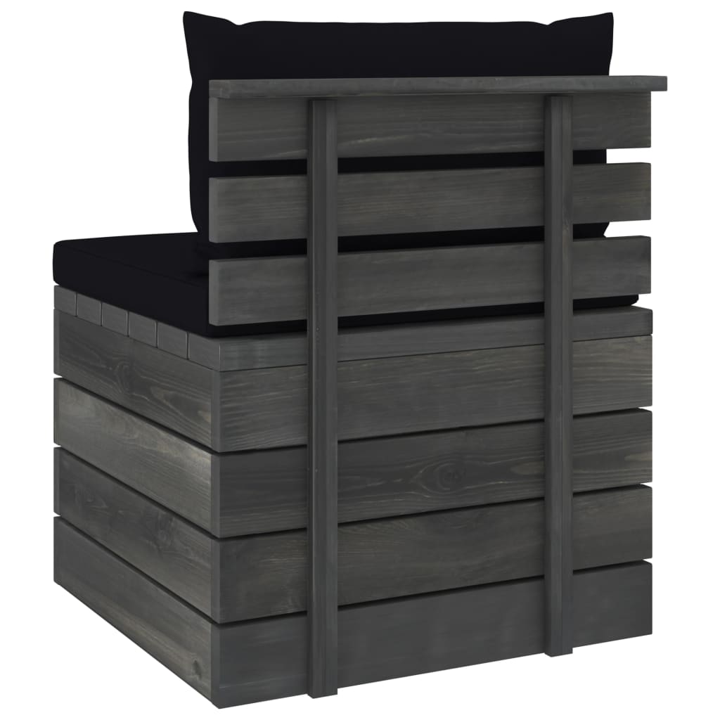 3-delige Loungeset met kussens pallet massief grenenhout