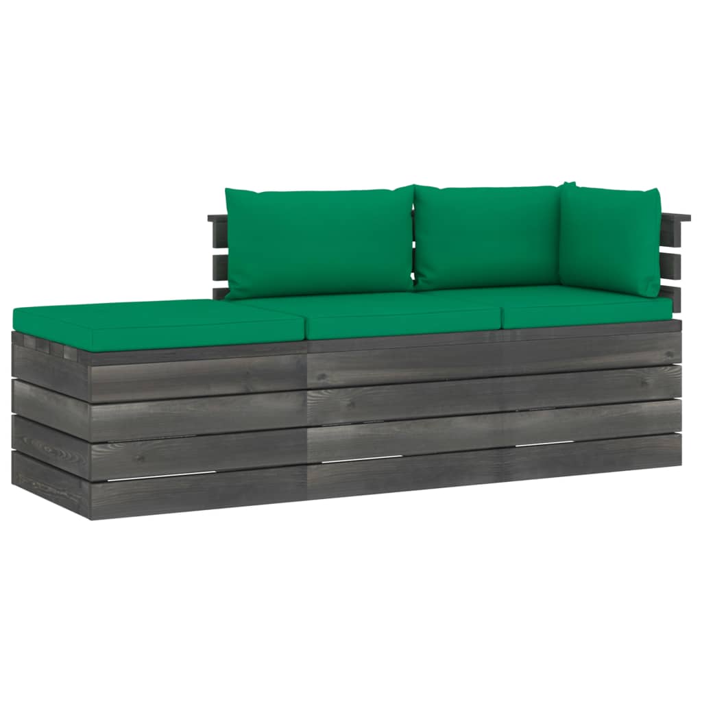 3-delige Loungeset pallet massief grenenhout donkergrijs