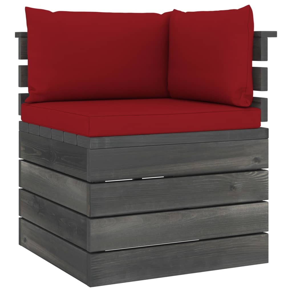 3-delige Loungeset met kussens pallet massief grenenhout