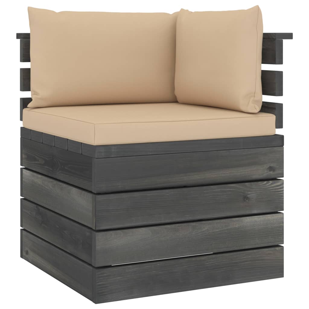 5-delige Loungeset met kussens pallet massief grenenhout