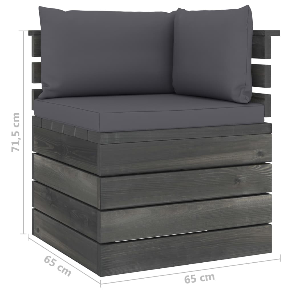 Ensemble Lounge 5 pièces avec palette de coussins en bois de pin massif