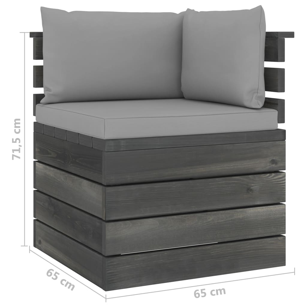 5-delige Loungeset met kussens pallet massief grenenhout