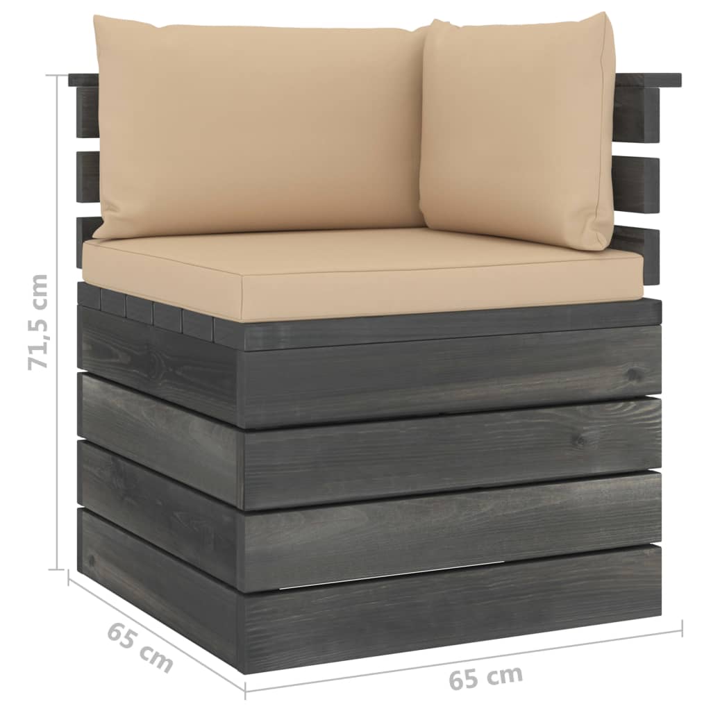 Ensemble Lounge 5 pièces avec palette de coussins en bois de pin massif