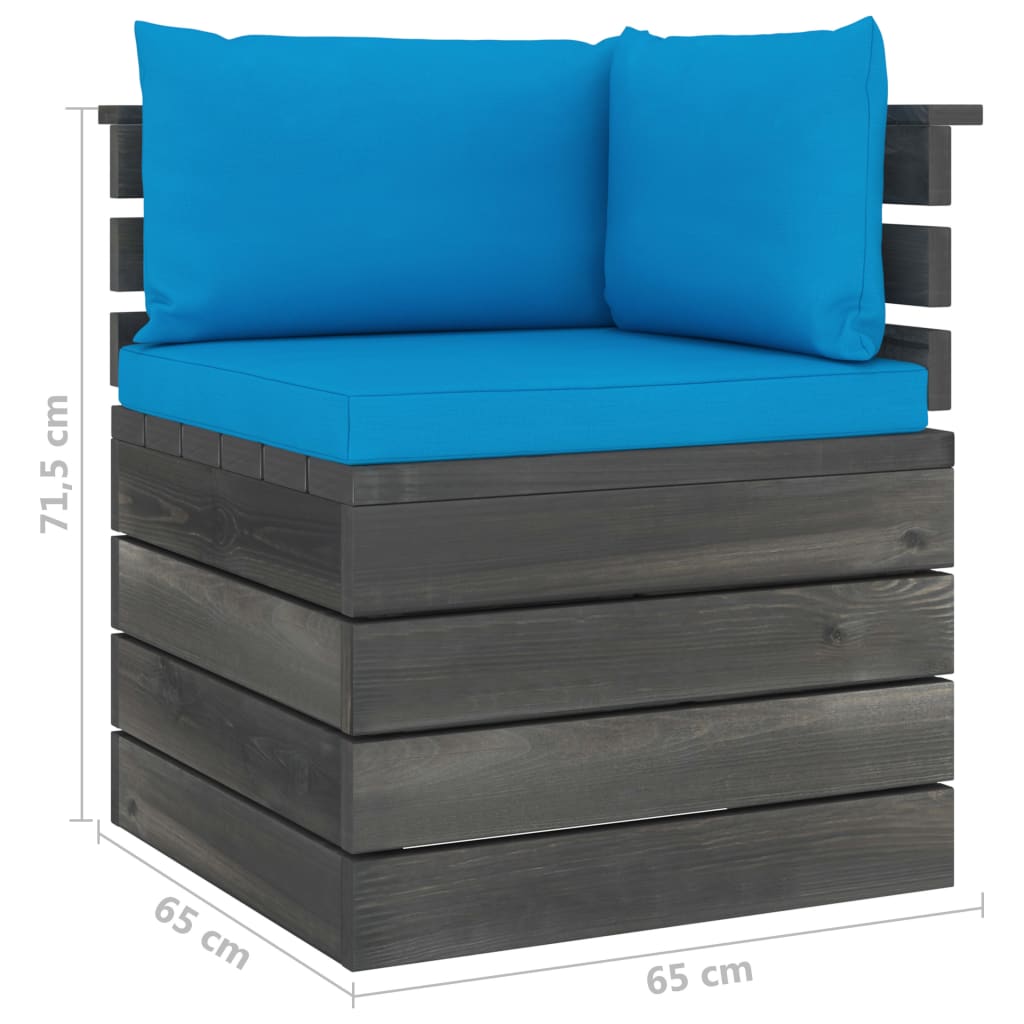 Ensemble Lounge 5 pièces avec palette de coussins en bois de pin massif