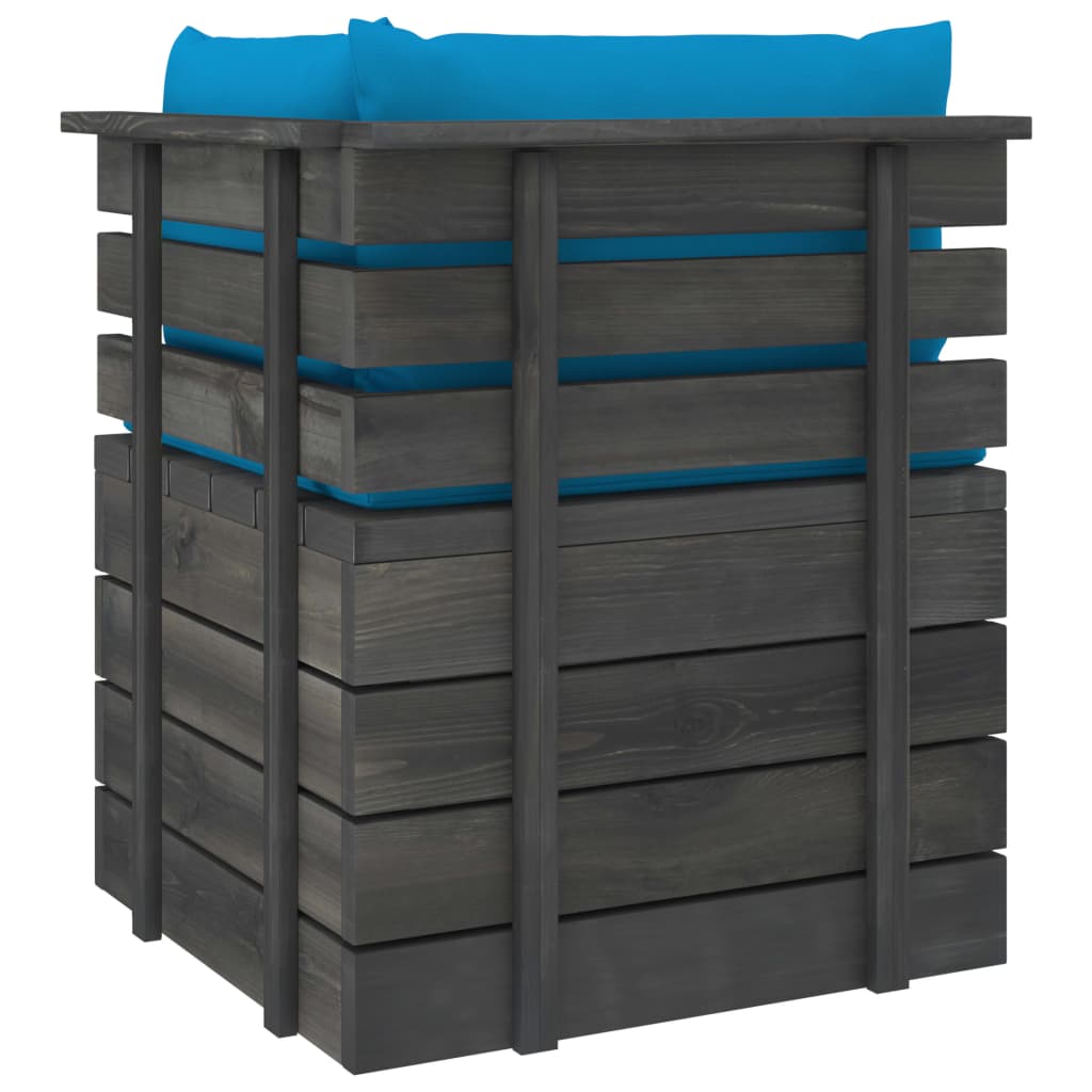 5-delige Loungeset met kussens pallet massief grenenhout