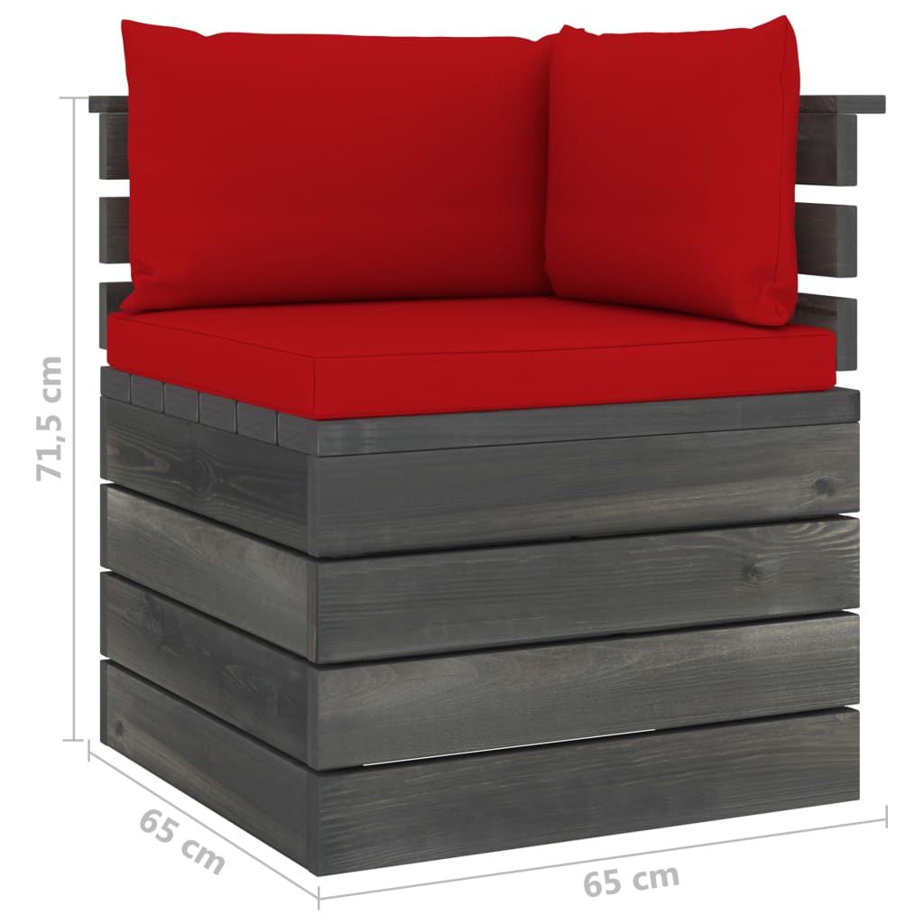 5-delige Loungeset met kussens pallet massief grenenhout