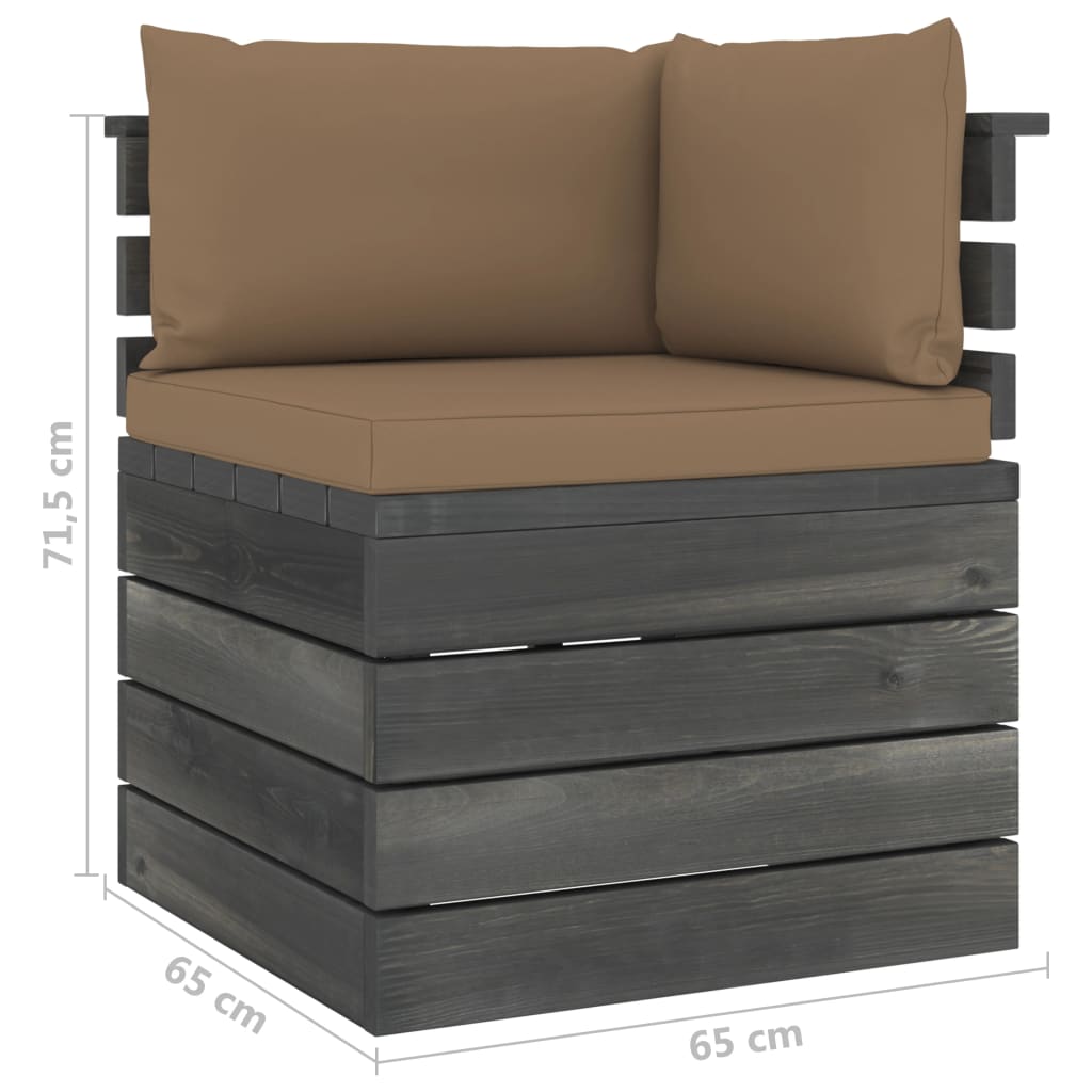 Ensemble Lounge 5 pièces avec palette de coussins en bois de pin massif