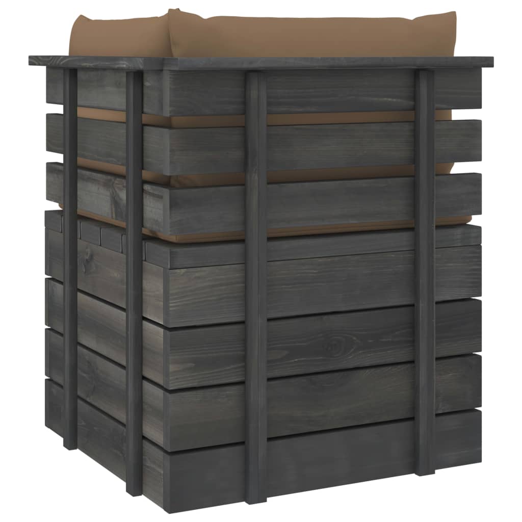 5-delige Loungeset met kussens pallet massief grenenhout