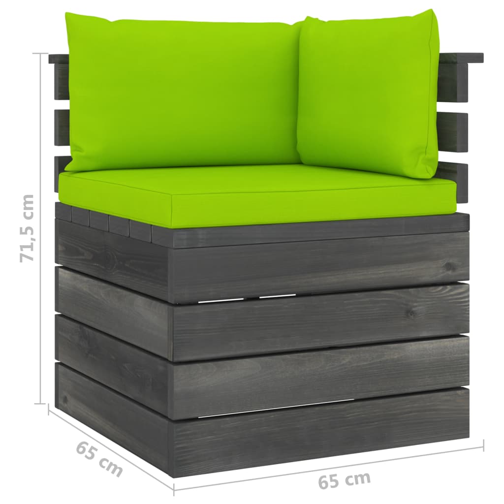 Ensemble Lounge 5 pièces avec palette de coussins en bois de pin massif