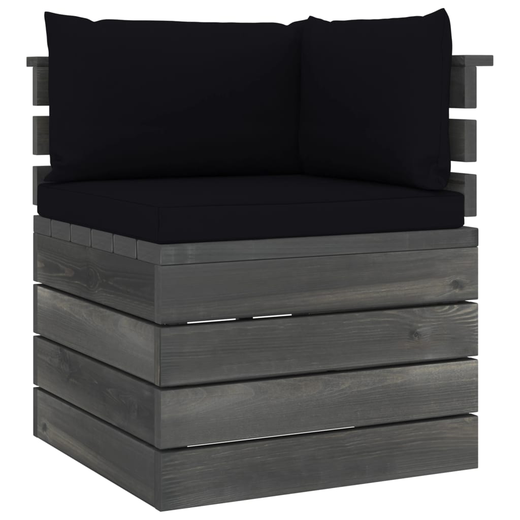 5-delige Loungeset met kussens pallet massief grenenhout