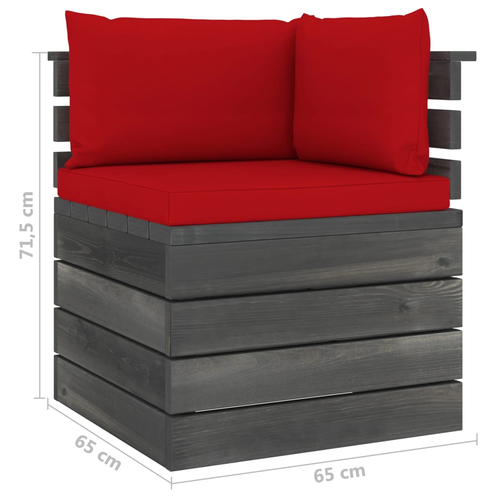 6-delige Loungeset pallet massief grenenhout donkergrijs