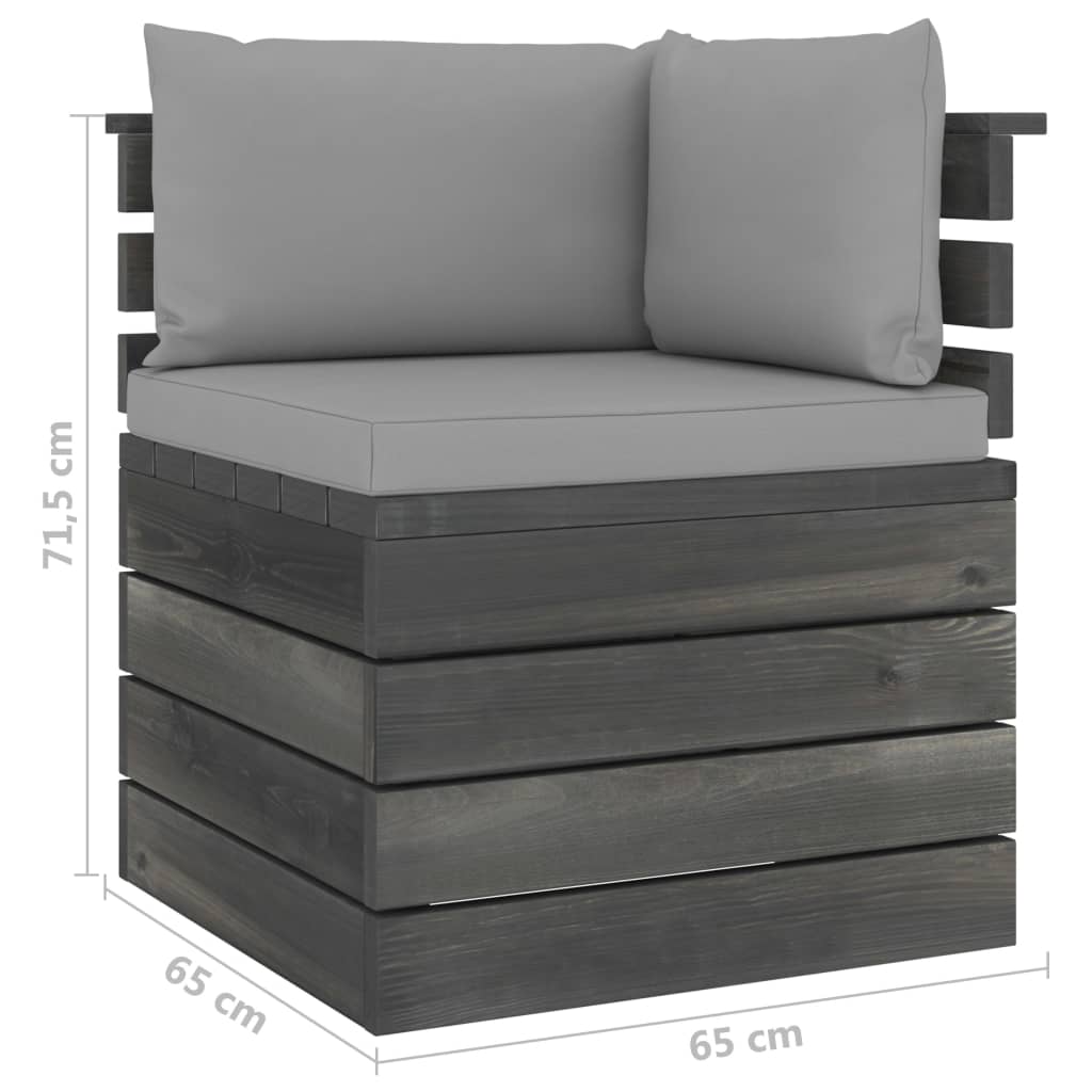 6-delige Loungeset met kussens pallet massief grenenhout