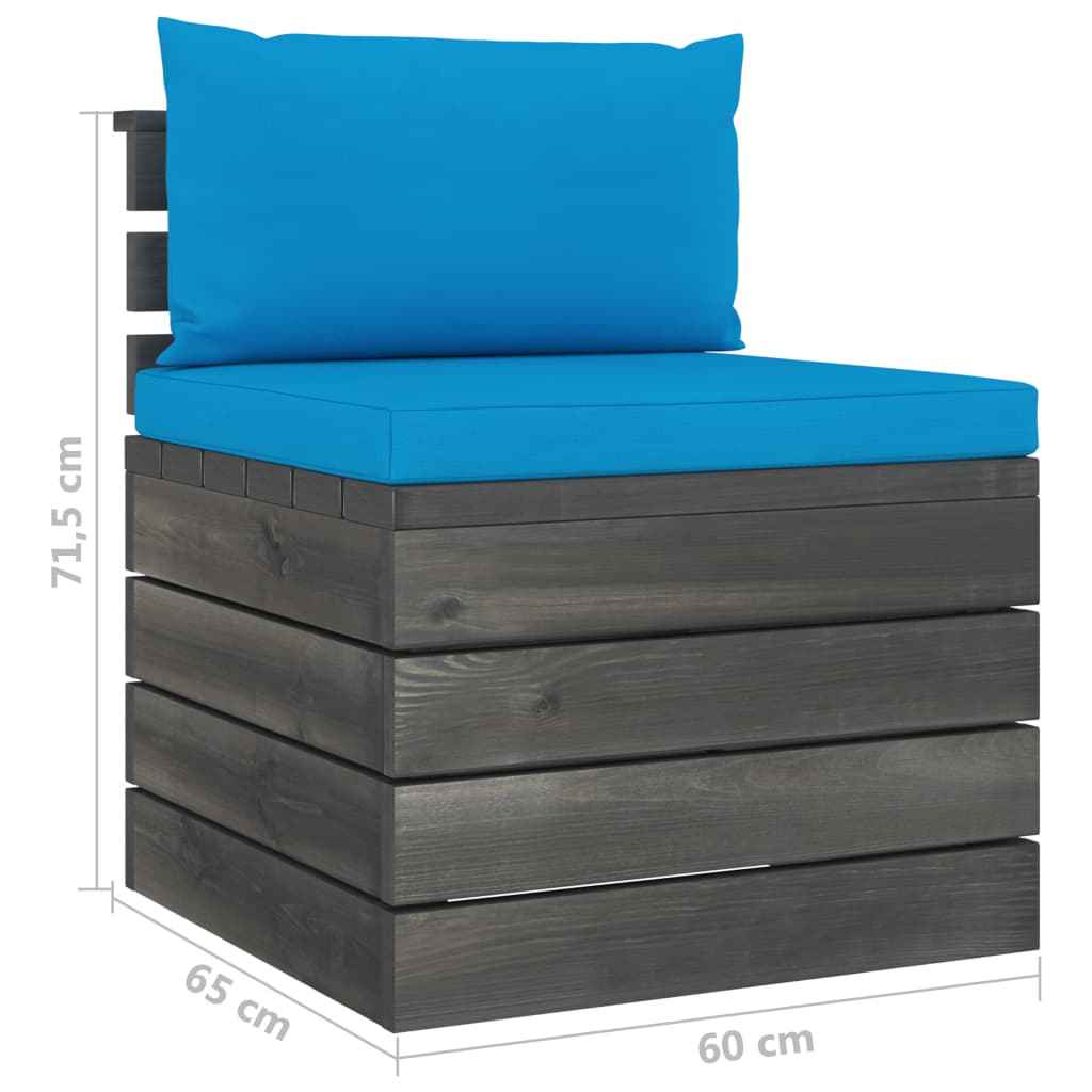 6-delige Loungeset met kussens pallet massief grenenhout