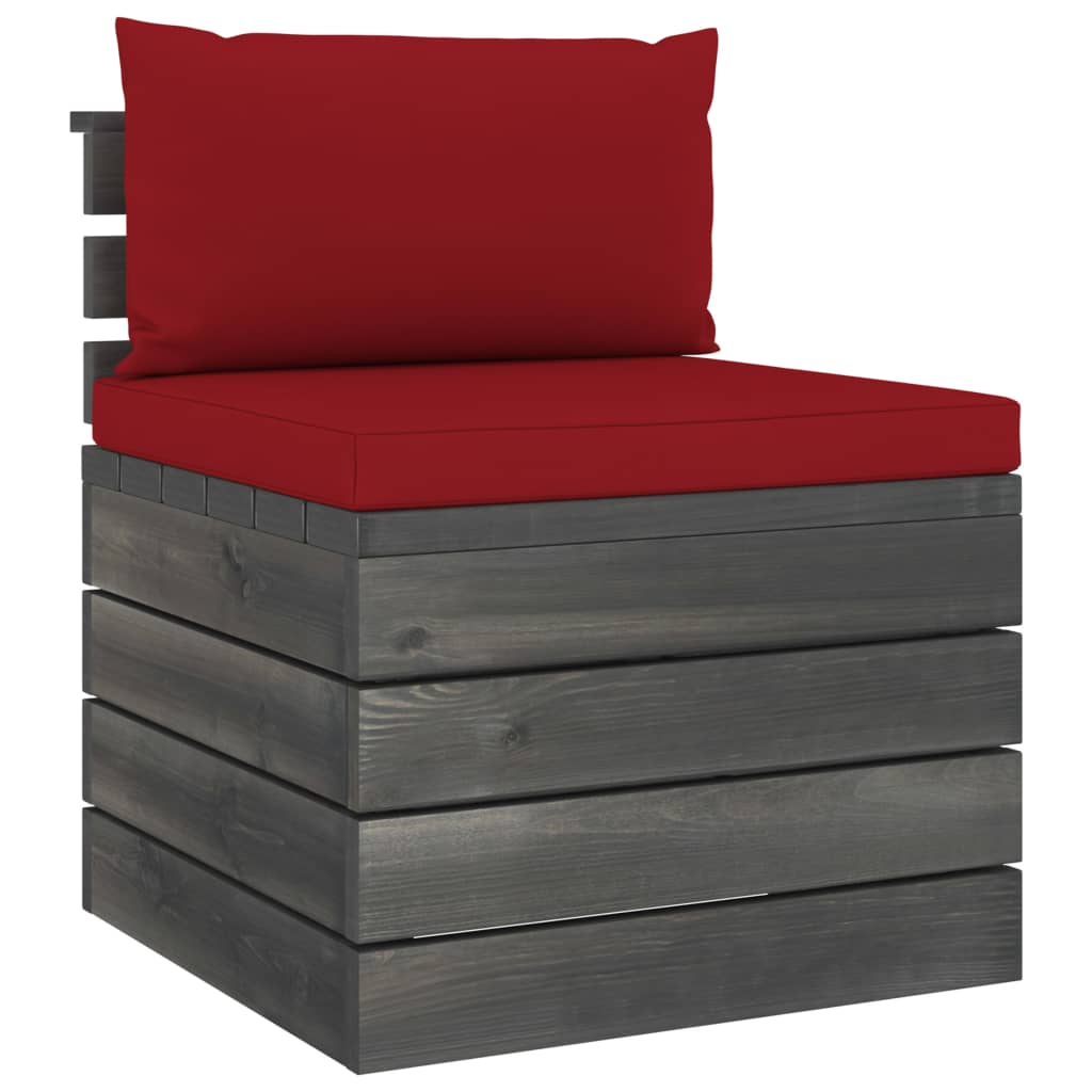 6-delige Loungeset met kussens pallet massief grenenhout