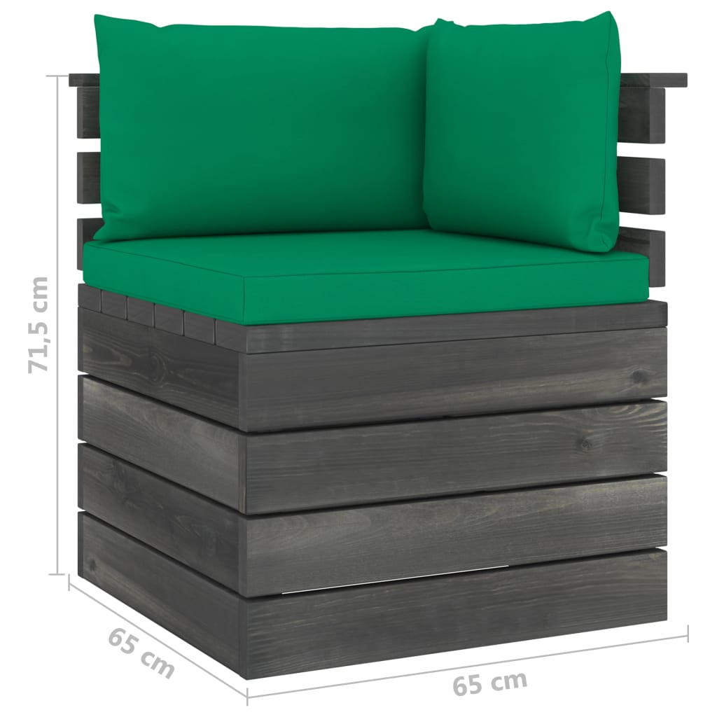 7-delige Loungeset met kussens pallet massief grenenhout