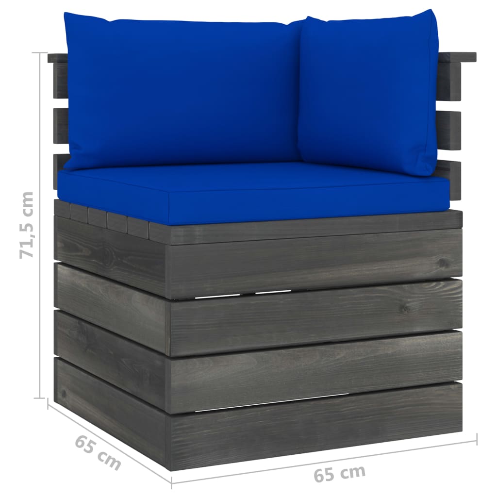 7-delige Loungeset met kussens pallet massief grenenhout