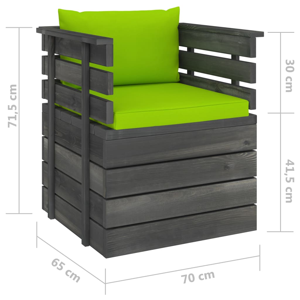 7-delige Loungeset met kussens pallet massief grenenhout