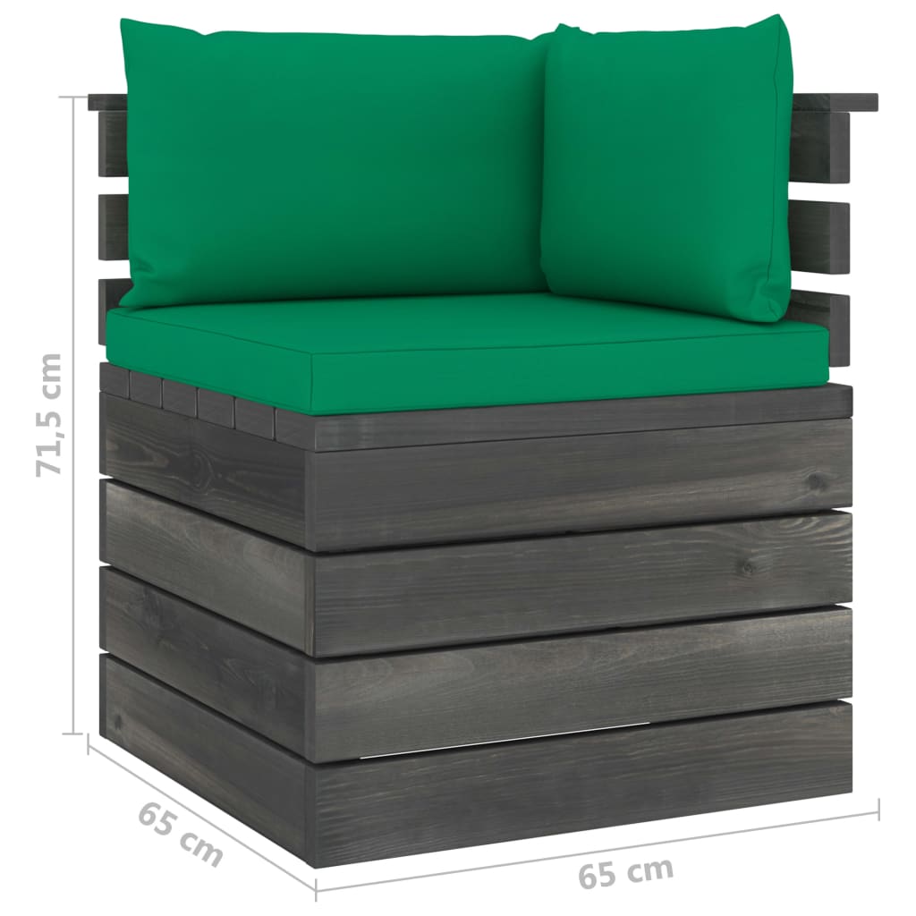 7-delige Loungeset pallet massief grenenhout donkergrijs