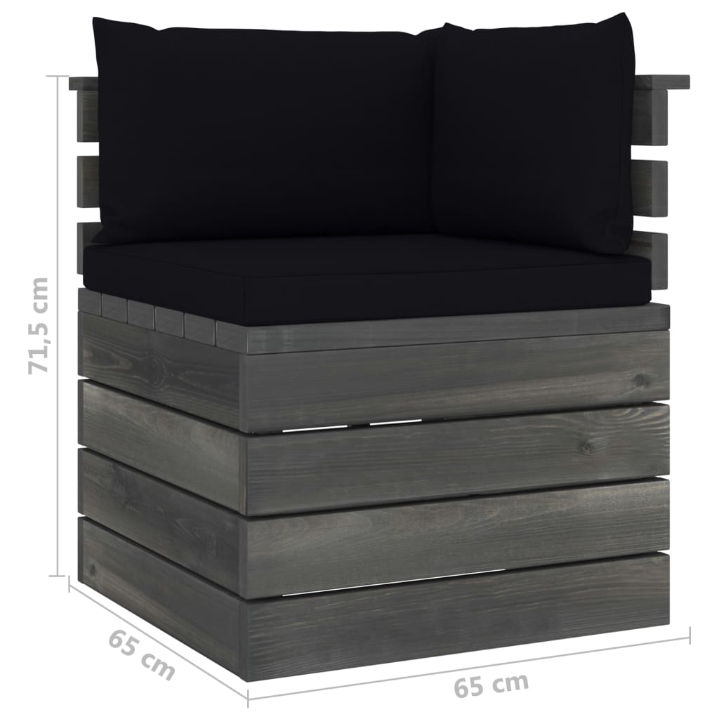 7-delige Loungeset pallet massief grenenhout donkergrijs