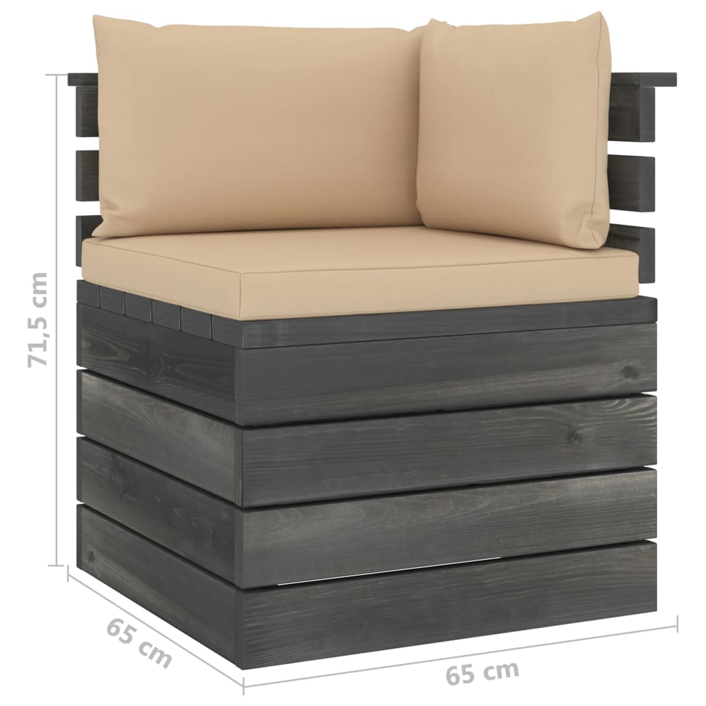 Ensemble Lounge 7 pièces avec palette de coussins en bois de pin massif