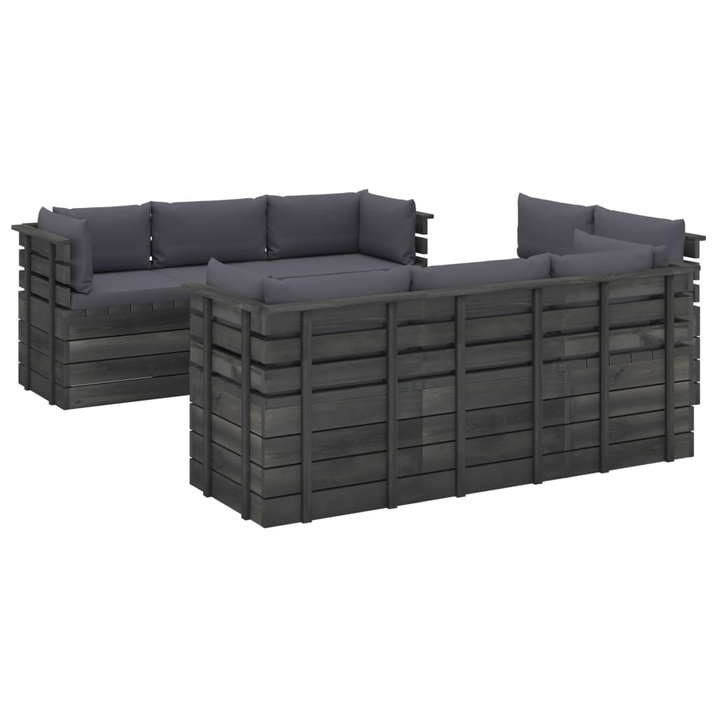 9-delige Loungeset met kussens pallet massief grenenhout