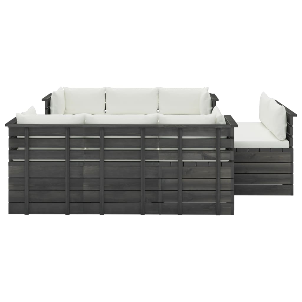 9-delige Loungeset met kussens pallet massief grenenhout