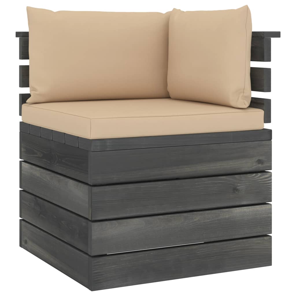 9-delige Loungeset met kussens pallet massief grenenhout