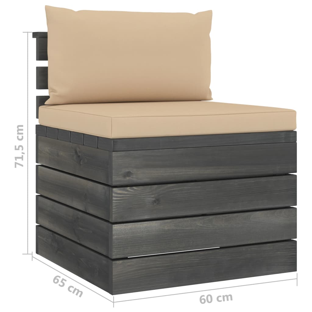 9-delige Loungeset met kussens pallet massief grenenhout