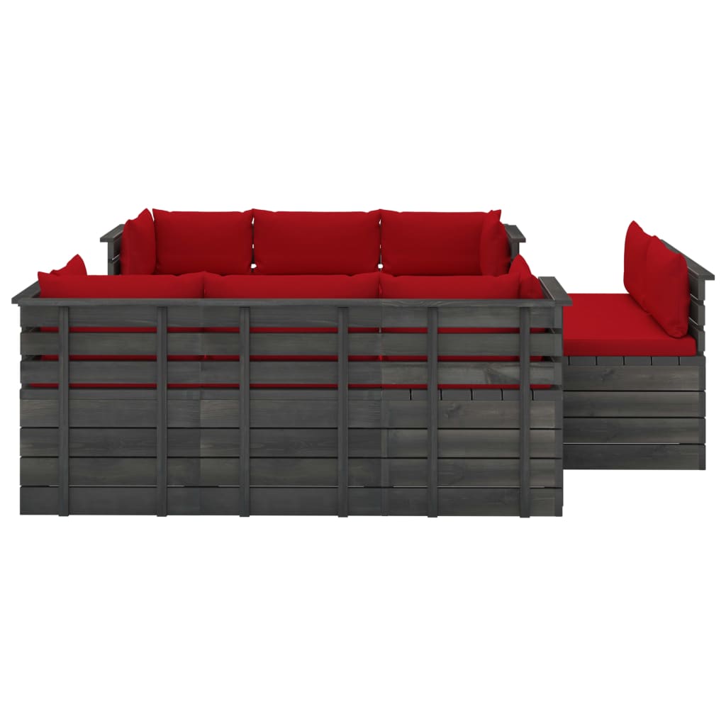 9-delige Loungeset met kussens pallet massief grenenhout