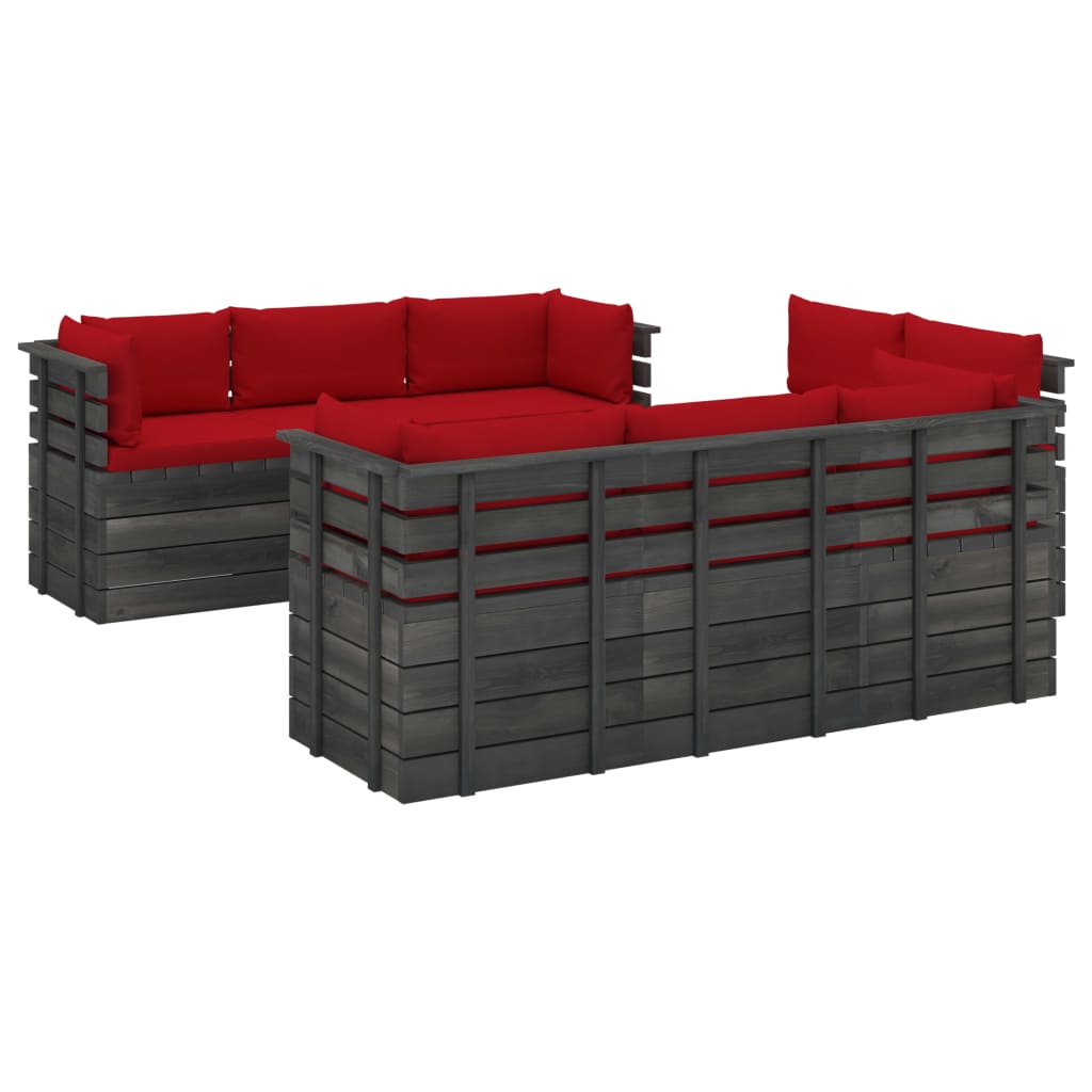 9-delige Loungeset met kussens pallet massief grenenhout