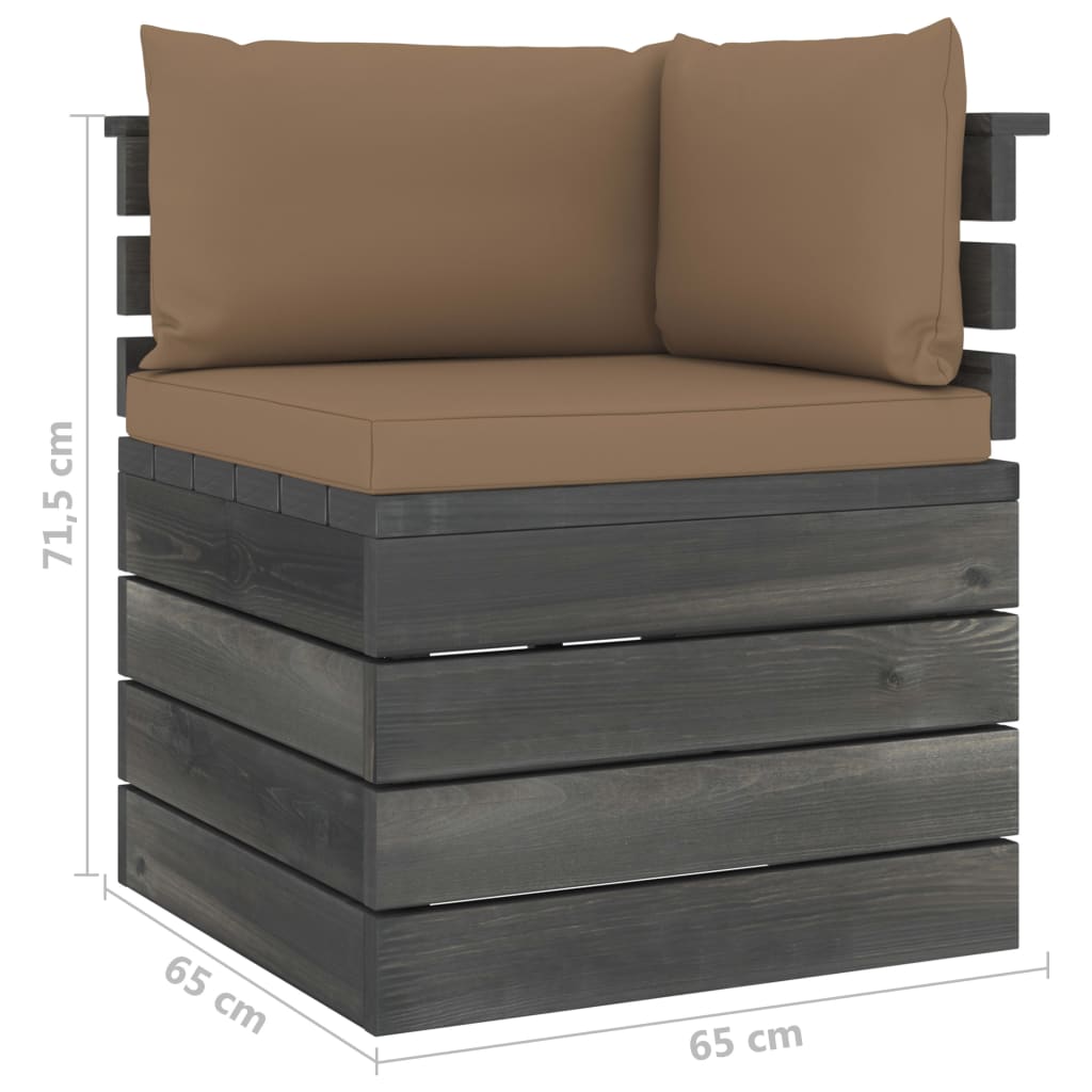 9-delige Loungeset met kussens pallet massief grenenhout