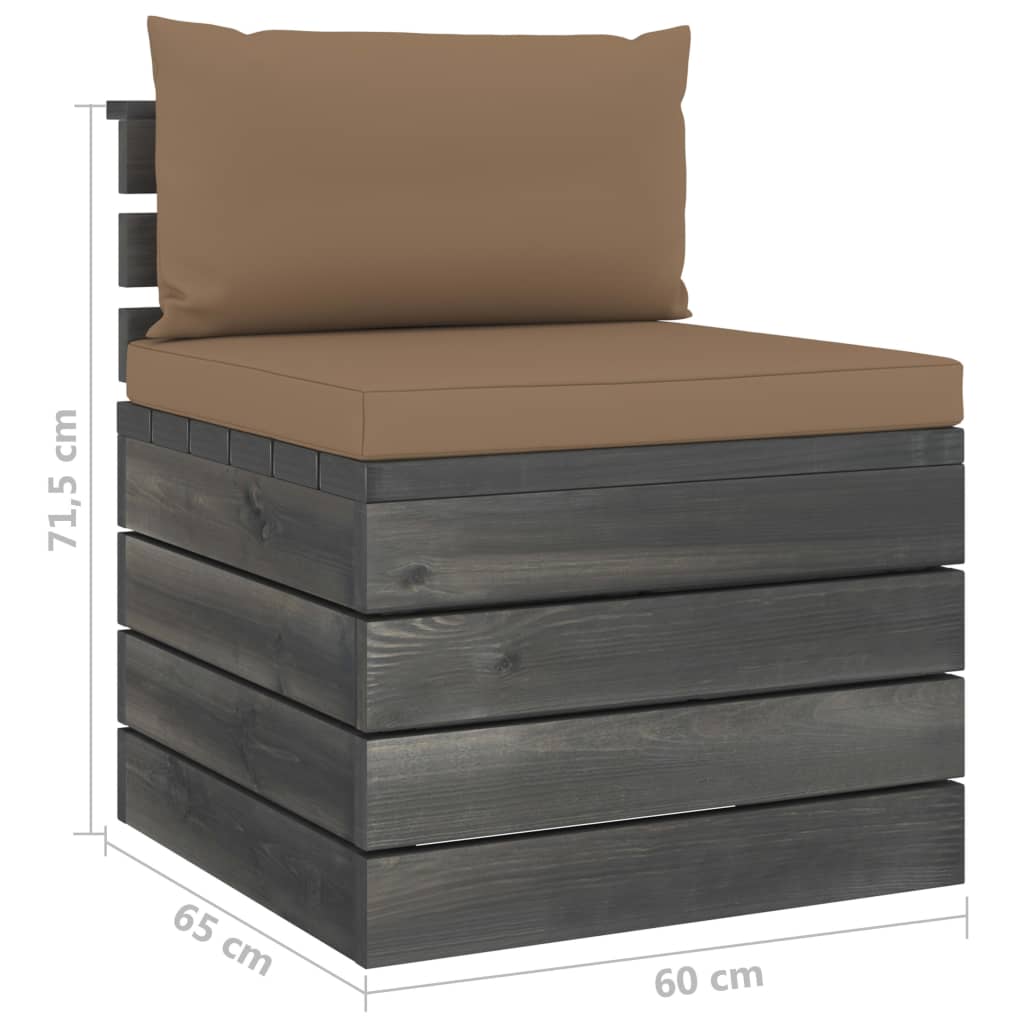 9-delige Loungeset met kussens pallet massief grenenhout