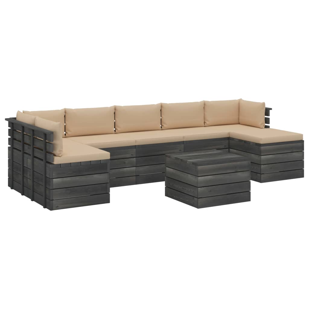 8-delige Loungeset pallet massief grenenhout donkergrijs