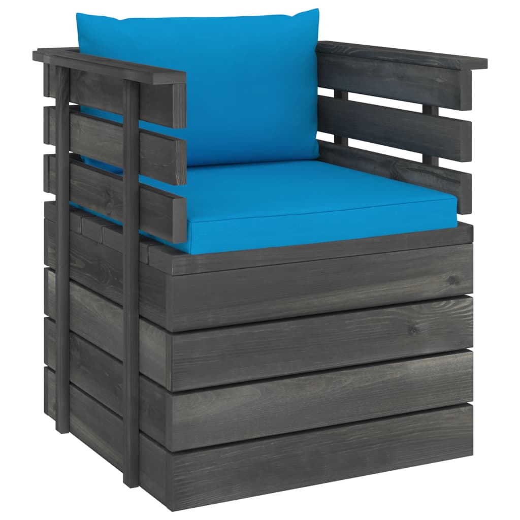 8-delige Loungeset pallet massief grenenhout donkergrijs