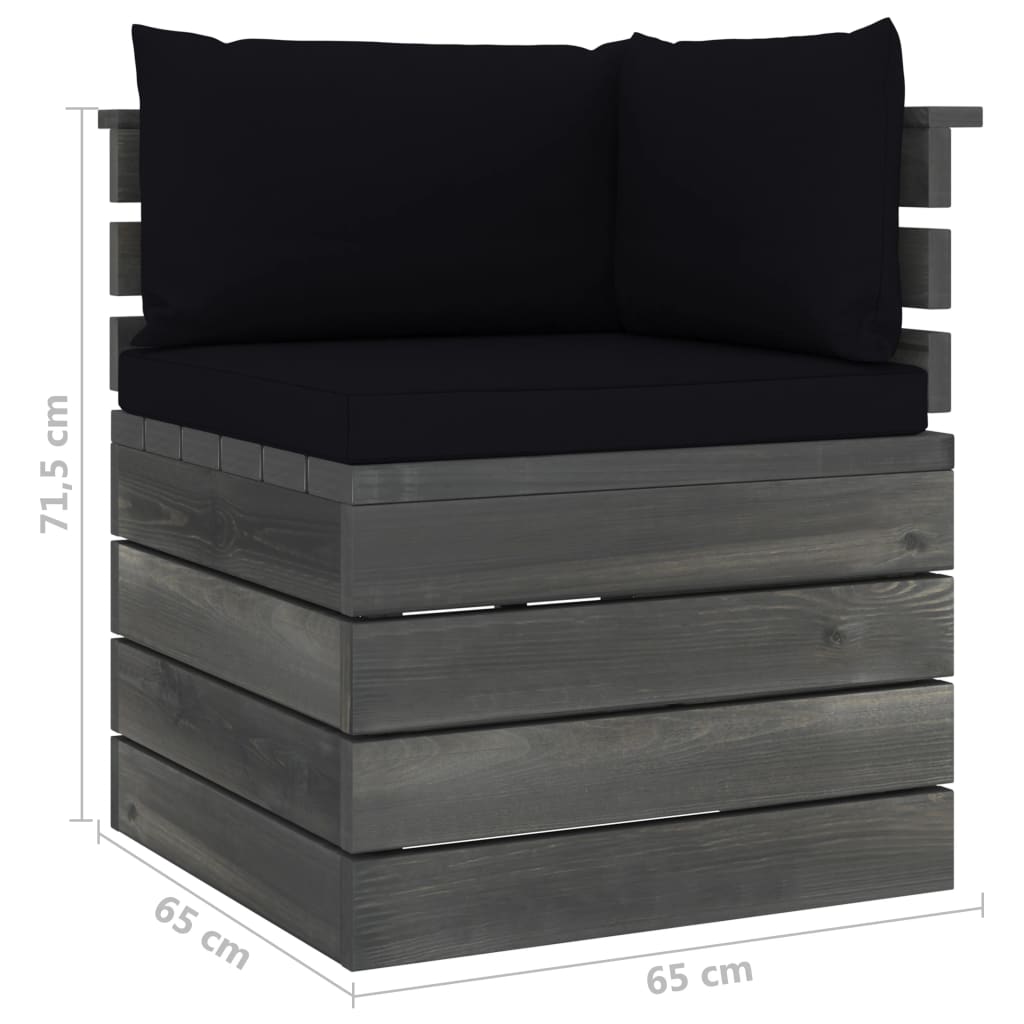 8-delige Loungeset pallet massief grenenhout donkergrijs