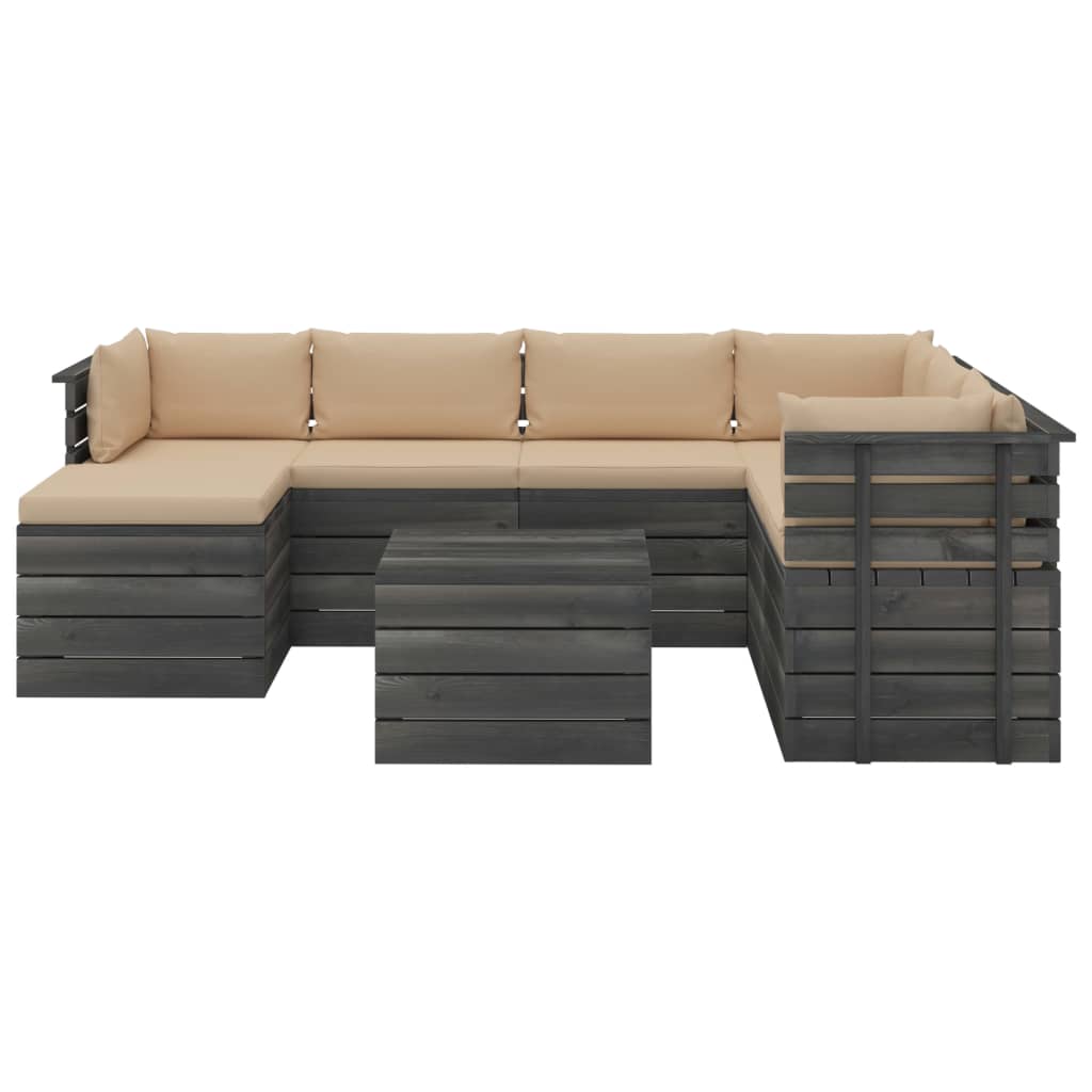 8-delige Loungeset pallet massief grenenhout donkergrijs